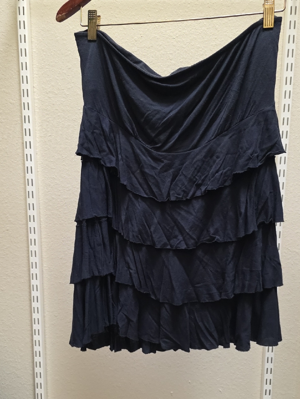 Black Tiered Ruffle Strapless Top